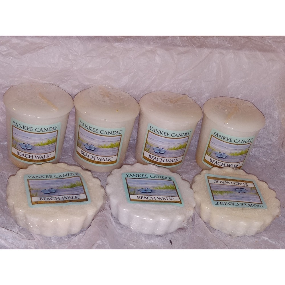 7 Yankee Candle Votive Beach Walk Votives Wax Tart Melts -Cottage Ocean Nautical